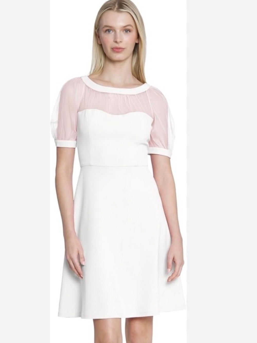 Maggy London illusion dress featuring a semi-sheer yoke  sweetheart neckline. 12